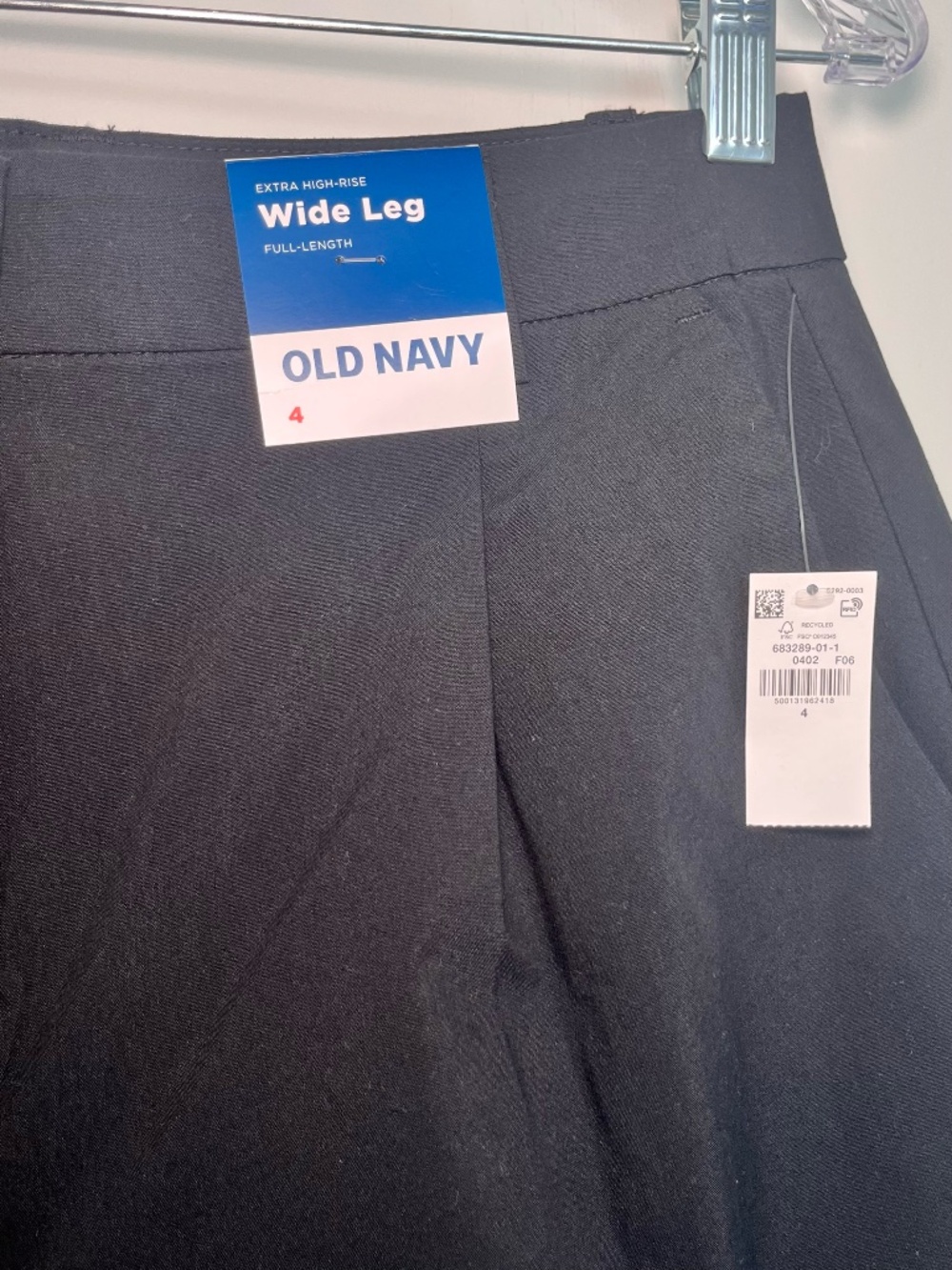 Old Navy Extra High-Waisted Poplin Taylor Wide-Leg Trouser Black Sz 4 NWT